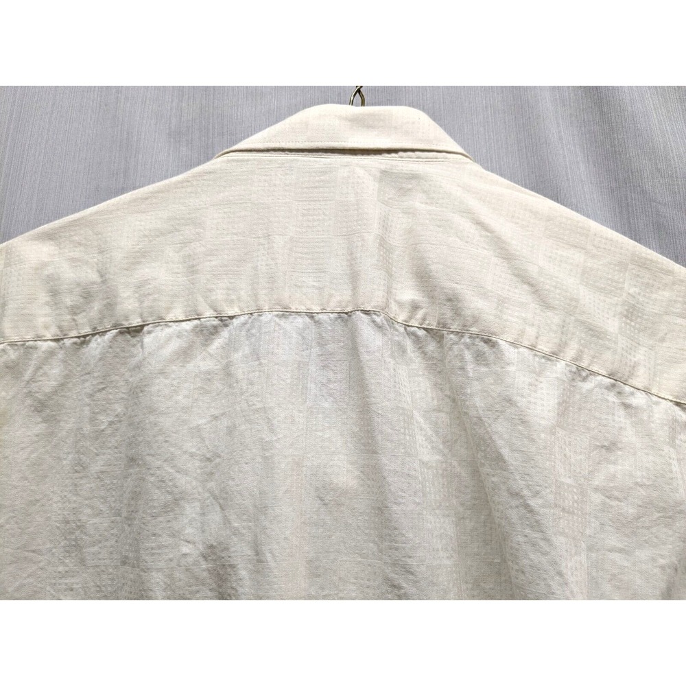 OTTO Men Sz: XL 44cm Trim Fit Short Sleeve Shirt Cream/Ivory Geometric Button Up - Picture 4 of 14